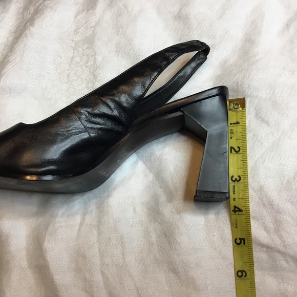 NINE WEST 7M Black Leather peek Toe Sling Back GUC - Picture 6 of 8